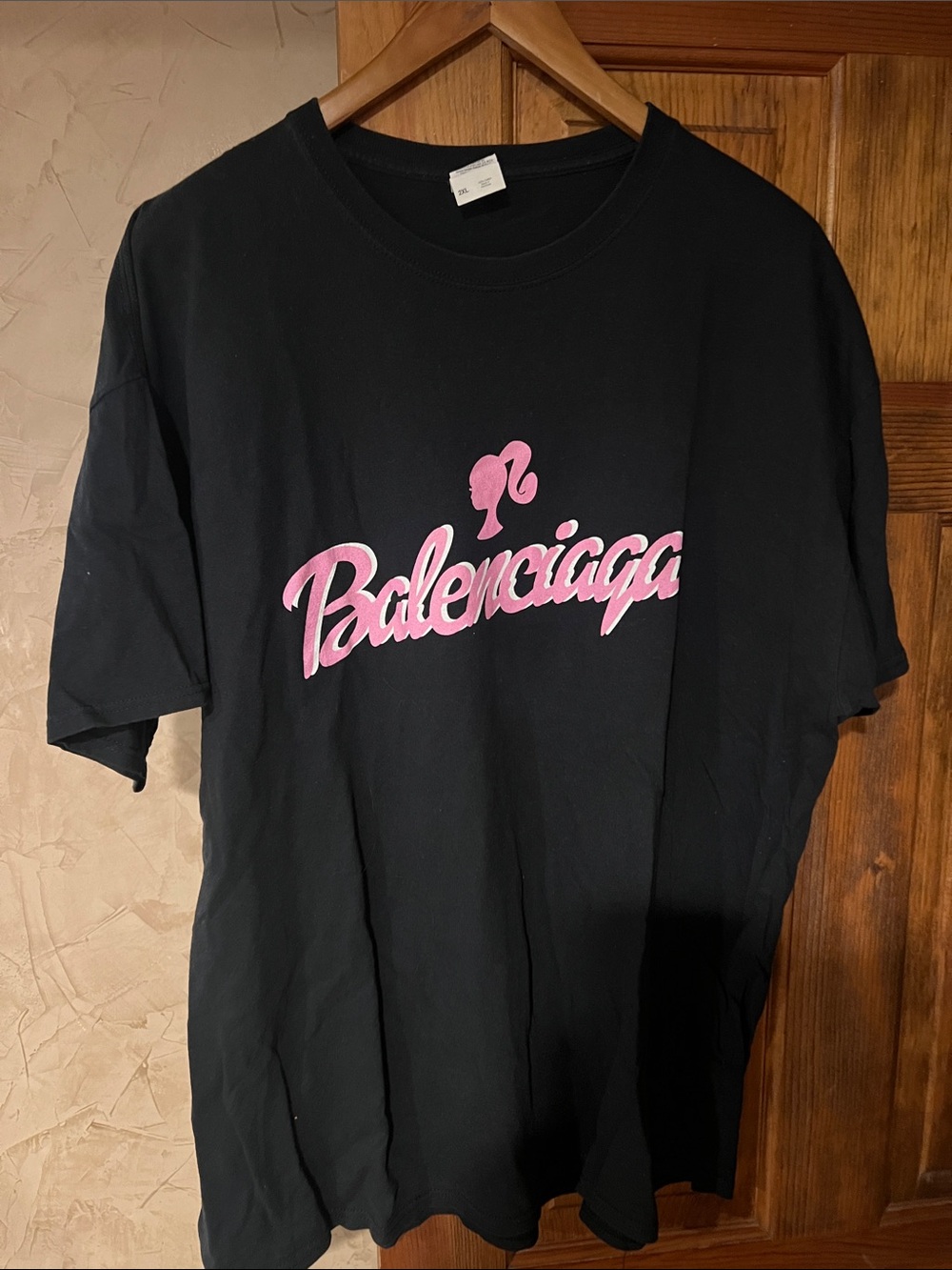 Designer Inspired Black T-Shirt with Pink Logo